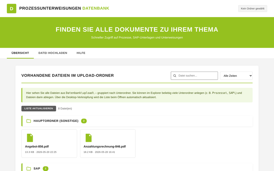 Prozessunterweisungen Datenbank